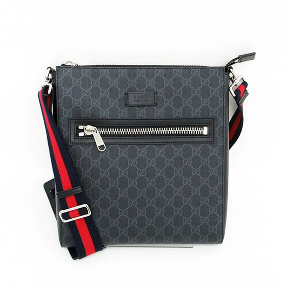GUCCI GG Supreme Long Shoulder Bag Crossbody Black